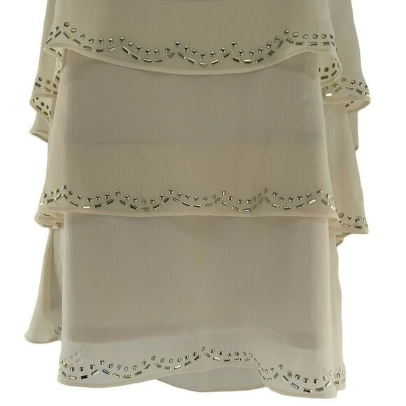 New York City Design Co. Top Women's Size Medium Sleeveless Strap Beaded Ruffles - Picture 4 of 6